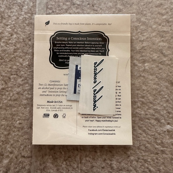 NEW Conscious Ink Inhale / Exhale Manifestation Tattoo - 3 Pack - Picture 2 of 3
